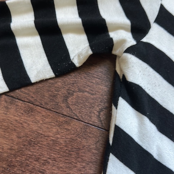 Bebe Striped Asymmetric High Low Bodycon Dress in Black and White Stripe - Picture 7 of 9